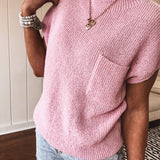 Light Pink Woven Pullover with Pocket