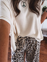 Washed Animal Print Wide Leg Pant