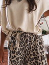 Washed Animal Print Wide Leg Pant