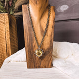 Puffy Heart Two Tone Necklace