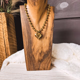 GOLD BALL LINK HEART NECKLACE