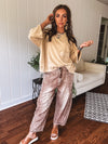 Almond Flower Twill Barrel Pant