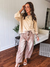 Almond Flower Twill Barrel Pant