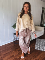 Almond Flower Twill Barrel Pant