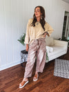 Almond Flower Twill Barrel Pant