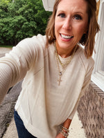 Cream Button Back Sweater