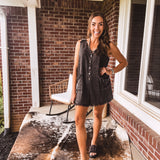 Washed Linen Button Front Romper