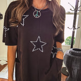 Black Washed Star Patch Romper