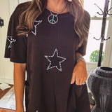 Black Washed Star Patch Romper