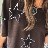 Black Washed Star Patch Romper