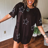 Black Washed Star Patch Romper