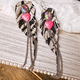 Rockstar Pink Slab Feather Crystal Earring