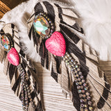 Rockstar Pink Slab Feather Crystal Earring