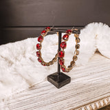 Burnin Red Big Rhinestone Hoop