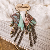 Golden Daydream Teal Leather Earring