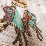 Golden Daydream Teal Leather Earring