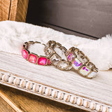 Glam Square Rhinestone Stretch Bracelet