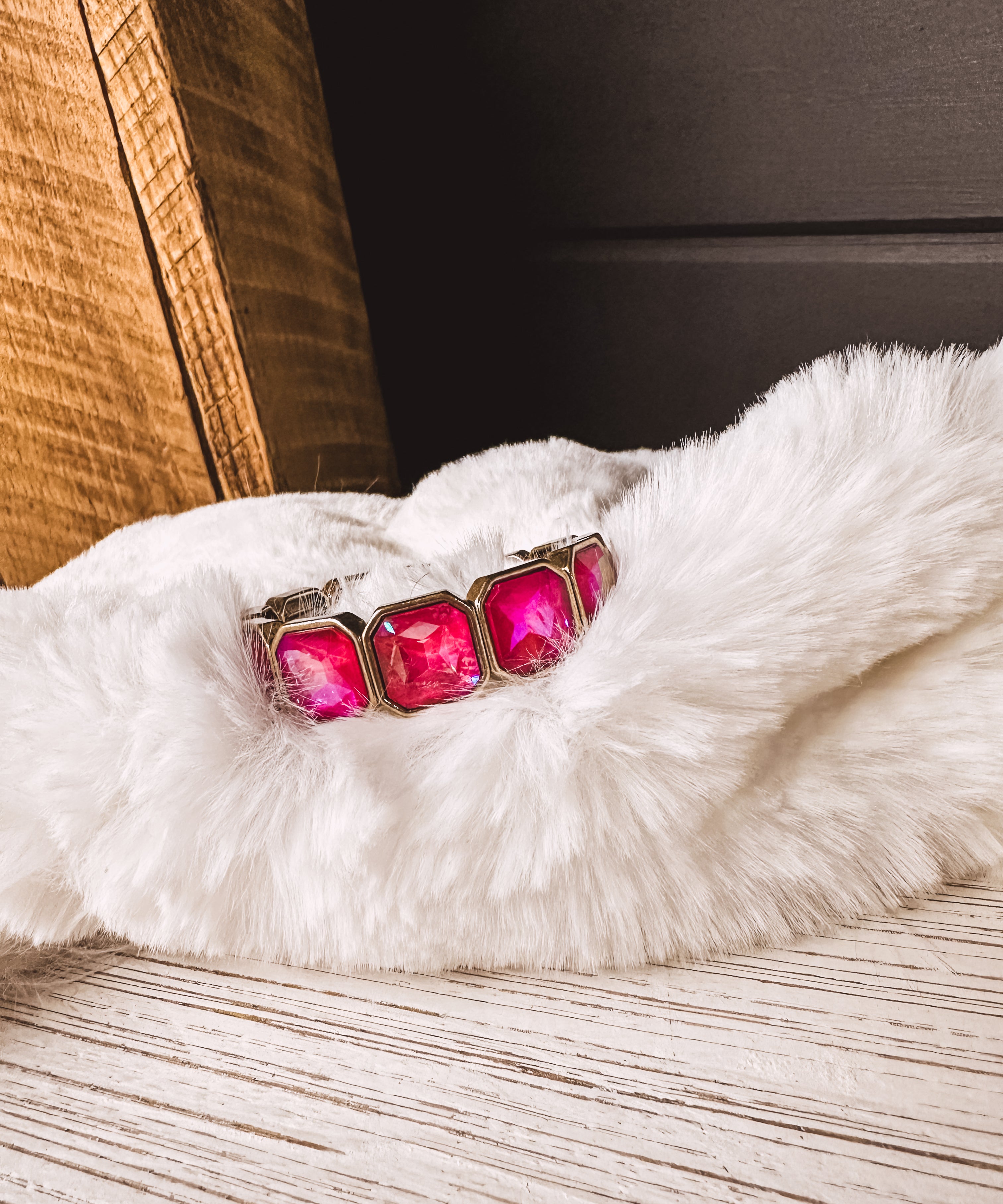 Glam Square Rhinestone Stretch Bracelet