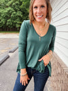 Bamboo L/S V Neck with Pointed Hem