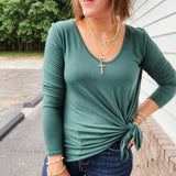 Bamboo L/S V Neck with Pointed Hem