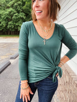 Bamboo L/S V Neck with Pointed Hem