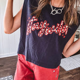 This sleek black cotton tank features a fierce leopard print "stay wild" graphic trimmed in vibrant red, giving you that edgy, untamed vibe.