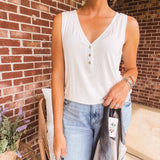 Ivory Front Button Tank