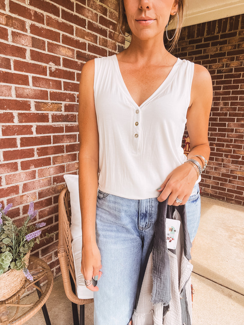 Ivory Front Button Tank