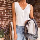 Ivory Front Button Tank