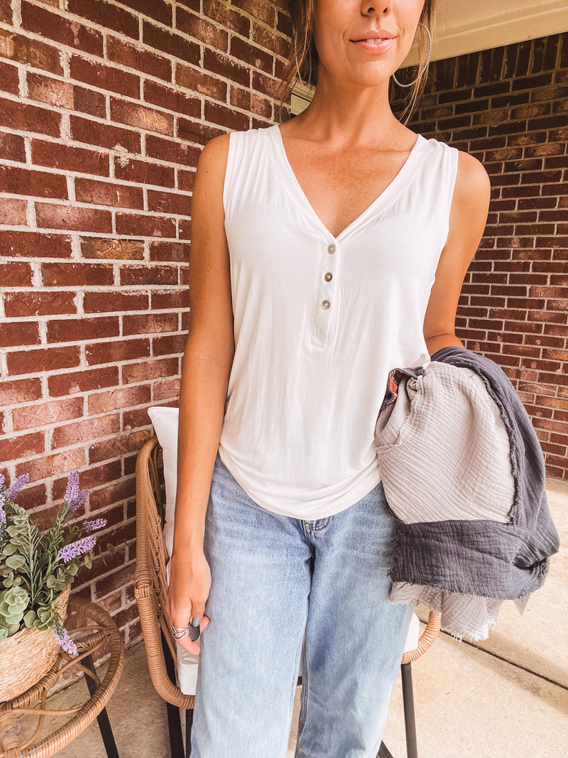 Ivory Front Button Tank