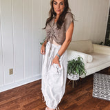 Khaki Mineral Wash Twill Maxi Skirt