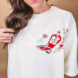 Ivory tee featuring western inspired graphics.