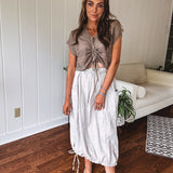 Khaki Mineral Wash Twill Maxi Skirt