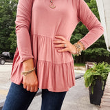 Bamboo Round Neck 2 Tier Babydoll L/S