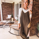 Washed Olive Thermal Jumpsuit Contrast Pocket