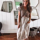 Khaki Mineral Wash Twill Maxi Skirt