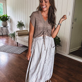 Khaki Mineral Wash Twill Maxi Skirt