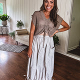Khaki Mineral Wash Twill Maxi Skirt
