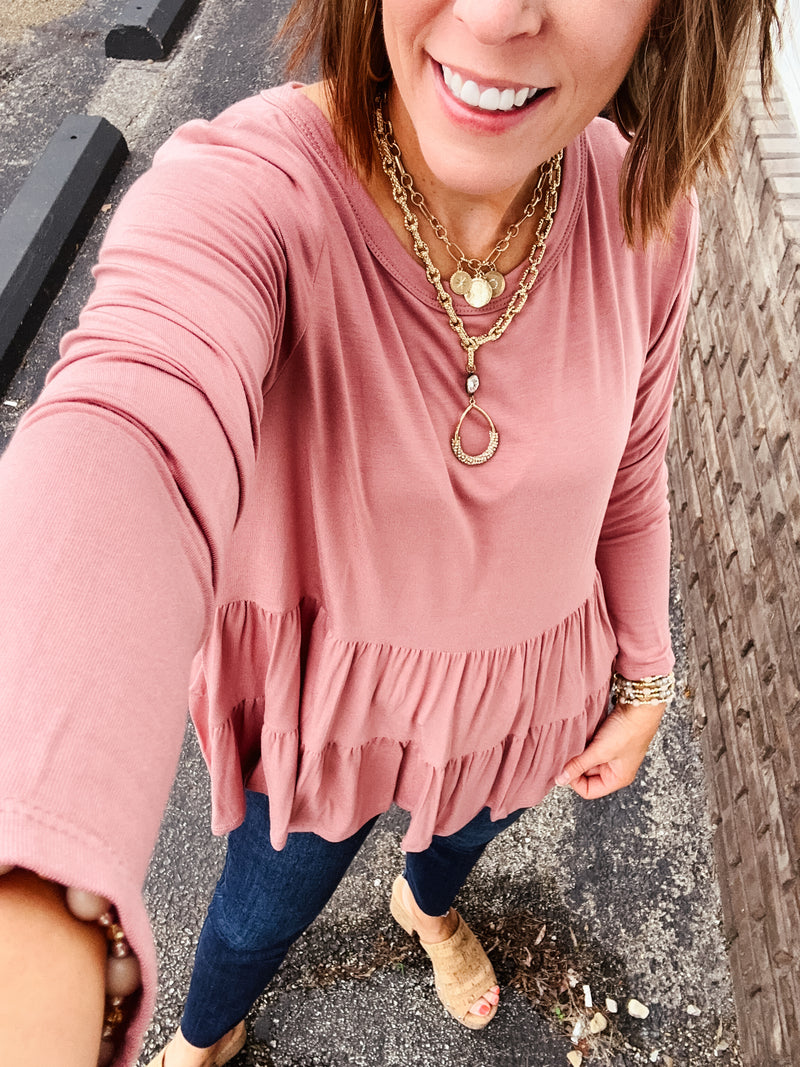 Bamboo Round Neck 2 Tier Babydoll L/S