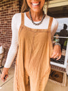Mustard Mineral Wash Adjustable Strap Jumpsuit