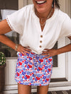 White V Neck Eyelet Lace Sleeve Top