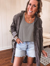 Washed Black Denim Button Down Dress