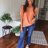 Linen Like Dolman Elastic Edge Blouse