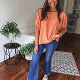Linen Like Dolman Elastic Edge Blouse
