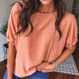 Linen Like Dolman Elastic Edge Blouse