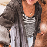 Washed Black Denim Button Down Dress