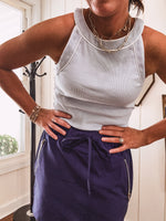 Powder Blue Tank with Contrast Piping