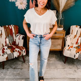 Ivory Bamboo V Neck T-Shirt