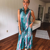 Teal Geode Wide Leg Jumpsuit
