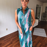 Teal Geode Wide Leg Jumpsuit